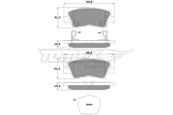 TX 17-48 TOMEX Brakes Комплект тормозных колодок, дисковый тормоз (фото 2)