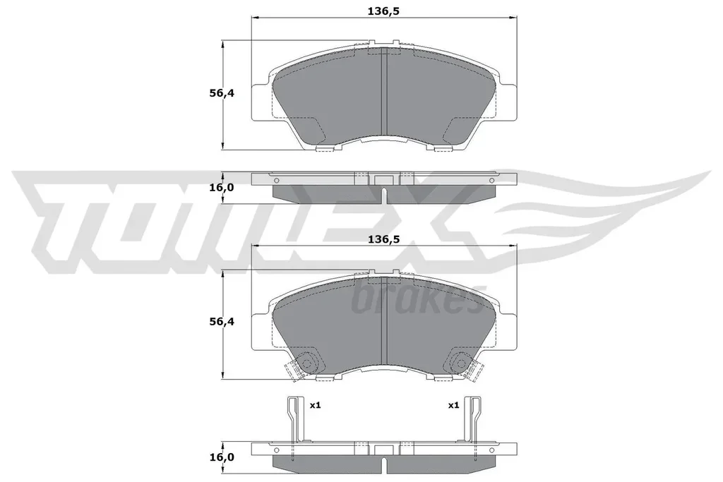 TX 17-55 TOMEX Brakes Комплект тормозных колодок, дисковый тормоз (фото 1)