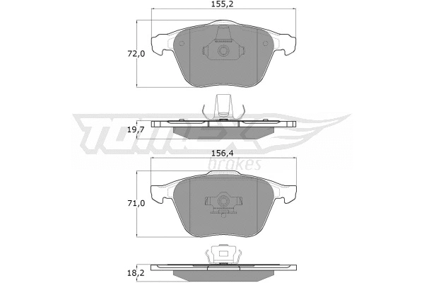 TX 17-74 TOMEX Brakes Комплект тормозных колодок, дисковый тормоз (фото 2)