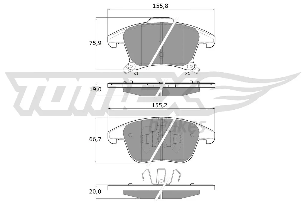 TX 17-75 TOMEX Brakes Комплект тормозных колодок, дисковый тормоз (фото 1)