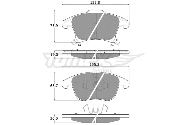 TX 17-75 TOMEX Brakes Комплект тормозных колодок, дисковый тормоз (фото 2)