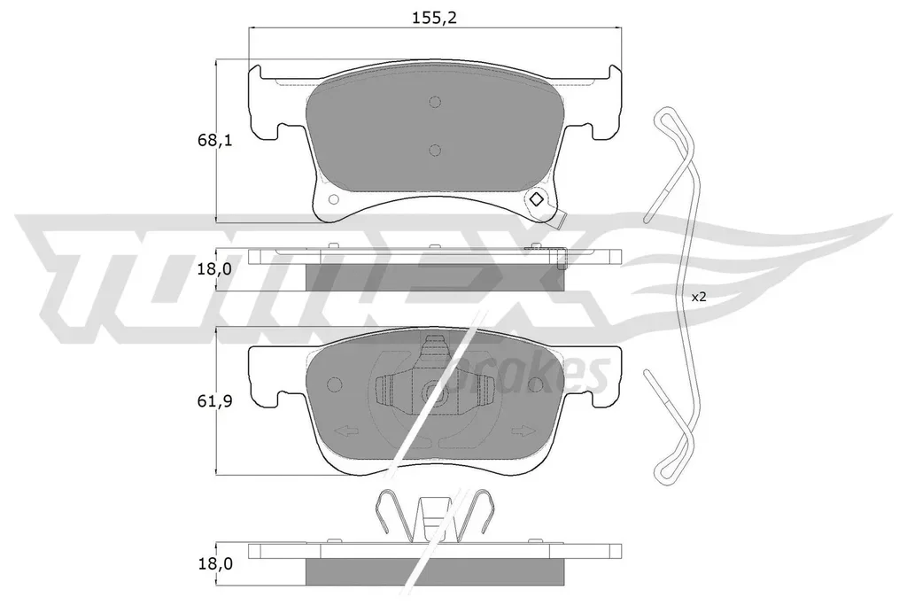 TX 17-93 TOMEX Brakes Комплект тормозных колодок, дисковый тормоз (фото 1)