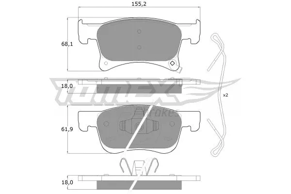 TX 17-93 TOMEX Brakes Комплект тормозных колодок, дисковый тормоз (фото 2)