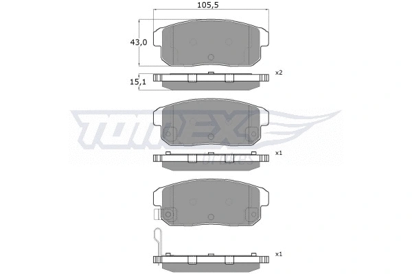 TX 17-97 TOMEX Brakes Комплект тормозных колодок, дисковый тормоз (фото 2)