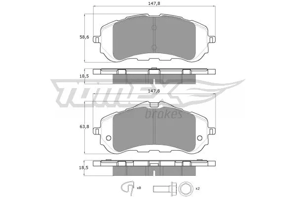 TX 18-38 TOMEX Brakes Комплект тормозных колодок, дисковый тормоз (фото 2)