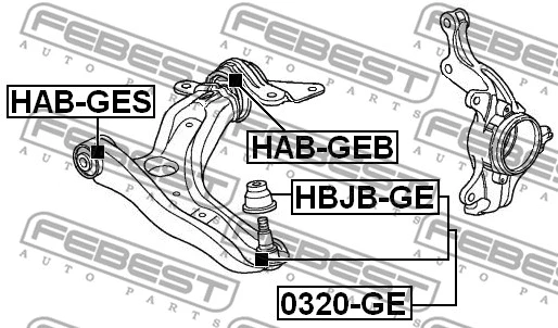 HBJB-GE FEBEST ремонтный комплект, несущие / направляющие шарниры (фото 2)