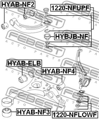 HYBJB-NF FEBEST ремонтный комплект, несущие / направляющие шарниры (фото 2)