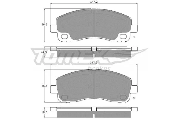 TX 18-42 TOMEX Brakes Комплект тормозных колодок, дисковый тормоз (фото 2)