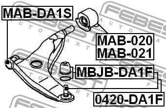 MBJB-DA1F FEBEST ремонтный комплект, несущие / направляющие шарниры (фото 2)