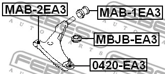 MBJB-EA3 FEBEST ремонтный комплект, несущие / направляющие шарниры (фото 2)