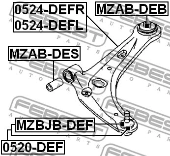 MZBJB-DEF FEBEST ремонтный комплект, несущие / направляющие шарниры (фото 2)