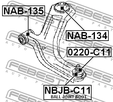 NBJB-C11 FEBEST ремонтный комплект, несущие / направляющие шарниры (фото 2)