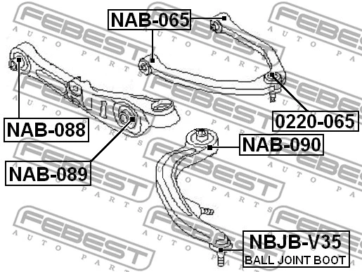 NBJB-V35 FEBEST ремонтный комплект, несущие / направляющие шарниры (фото 2)