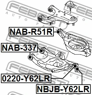 NBJB-Y62LR FEBEST ремонтный комплект, несущие / направляющие шарниры (фото 2)