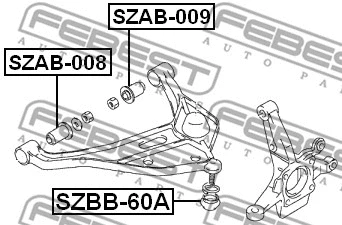 SZBB-60A FEBEST ремонтный комплект, несущие / направляющие шарниры (фото 2)
