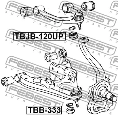 TBB-333 FEBEST ремонтный комплект, несущие / направляющие шарниры (фото 2)