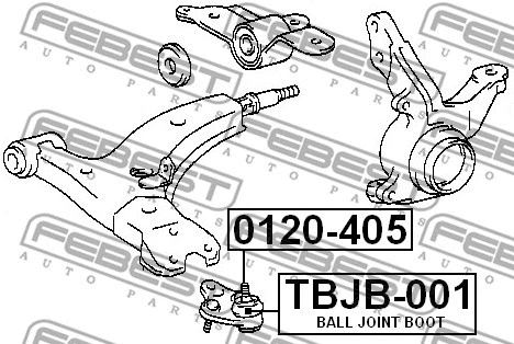 TBJB-001 FEBEST ремонтный комплект, несущие / направляющие шарниры (фото 2)