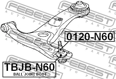 TBJB-N60 FEBEST ремонтный комплект, несущие / направляющие шарниры (фото 2)