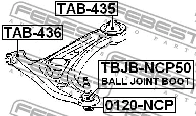 TBJB-NCP50 FEBEST ремонтный комплект, несущие / направляющие шарниры (фото 2)