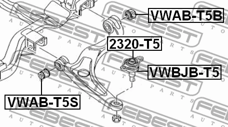 VWBJB-T5 FEBEST ремонтный комплект, несущие / направляющие шарниры (фото 2)