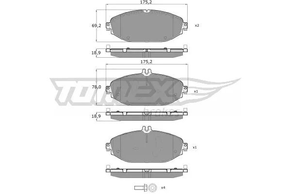 TX 18-53 TOMEX Brakes Комплект тормозных колодок, дисковый тормоз (фото 2)