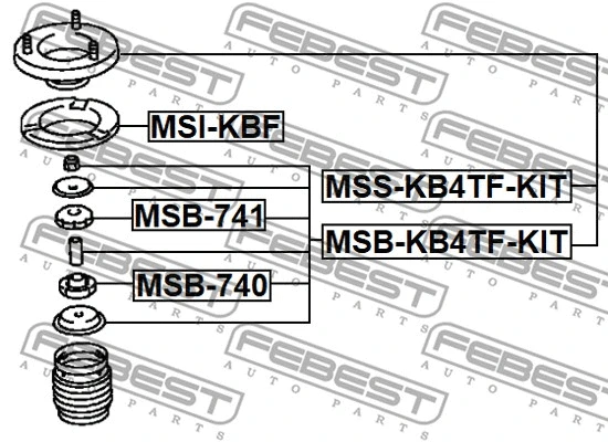 MSB-KB4TF-KIT FEBEST Монтажный комплект, амортизатор (фото 2)