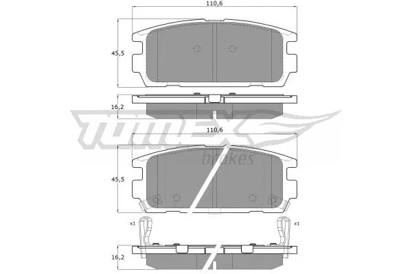 TX 19-58 TOMEX Brakes Комплект тормозных колодок, дисковый тормоз (фото 2)