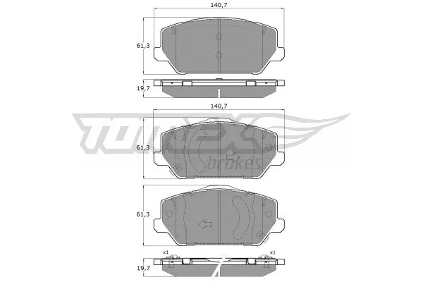 TX 19-60 TOMEX Brakes Комплект тормозных колодок, дисковый тормоз (фото 2)