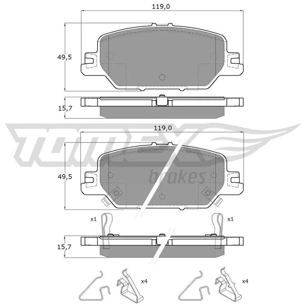 TX 19-66 TOMEX Brakes Комплект тормозных колодок, дисковый тормоз (фото 2)