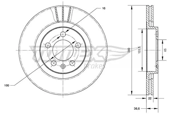 TX 70-09 TOMEX Brakes Тормозной диск (фото 1)