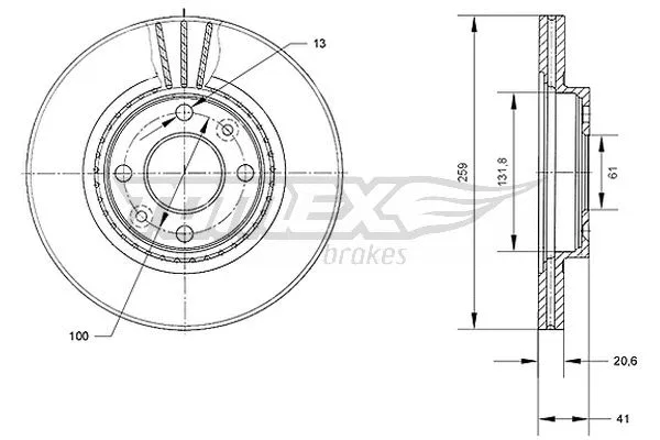 TX 70-10 TOMEX Brakes Тормозной диск (фото 1)