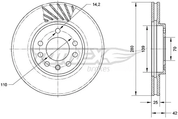 TX 70-11 TOMEX Brakes Тормозной диск (фото 1)