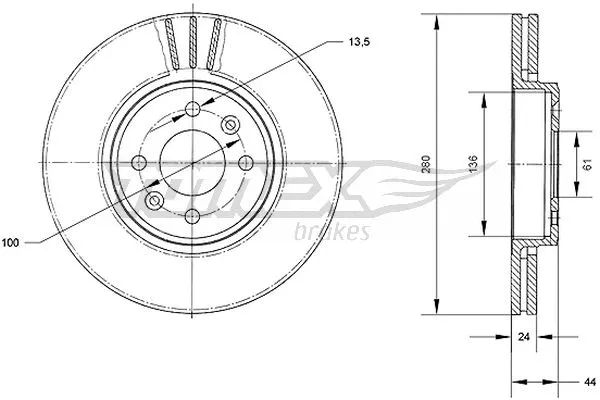 TX 70-22 TOMEX Brakes Тормозной диск (фото 1)