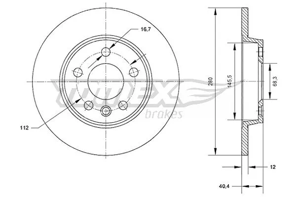 TX 70-26 TOMEX Brakes Тормозной диск (фото 1)