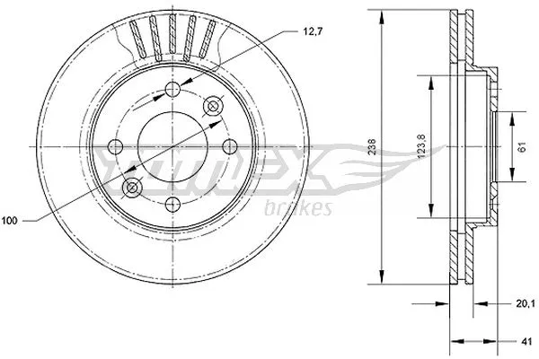 TX 70-45 TOMEX Brakes Тормозной диск (фото 1)