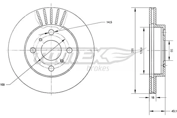 TX 70-97 TOMEX Brakes Тормозной диск (фото 1)