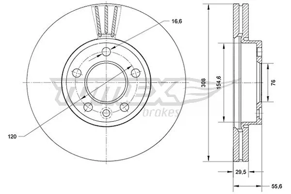 TX 71-04 TOMEX Brakes Тормозной диск (фото 1)