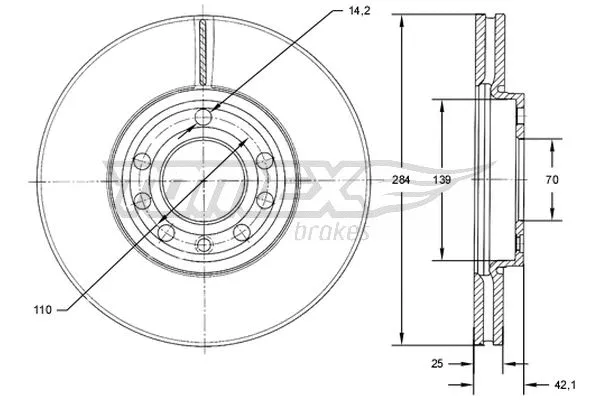 TX 71-30 TOMEX Brakes Тормозной диск (фото 1)