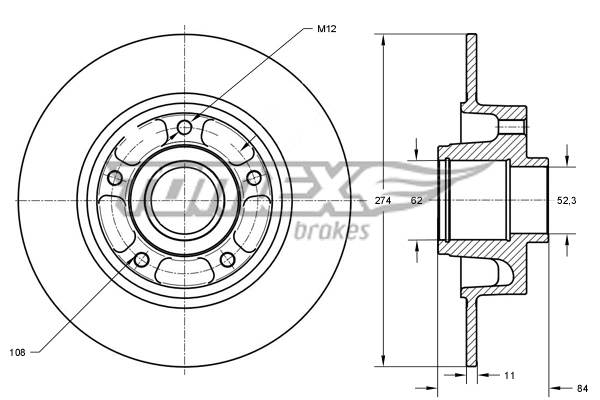 TX 71-831 TOMEX Brakes Тормозной диск (фото 1)