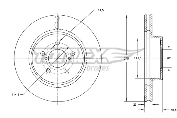 TX 71-95 TOMEX Brakes Тормозной диск (фото 1)