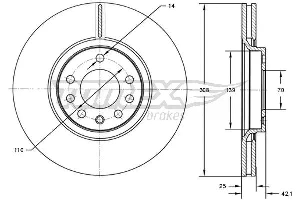 TX 72-03 TOMEX Brakes Тормозной диск (фото 1)