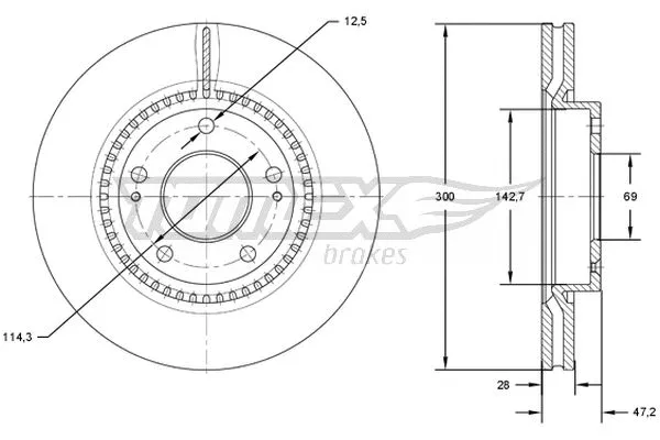 TX 72-47 TOMEX Brakes Тормозной диск (фото 1)