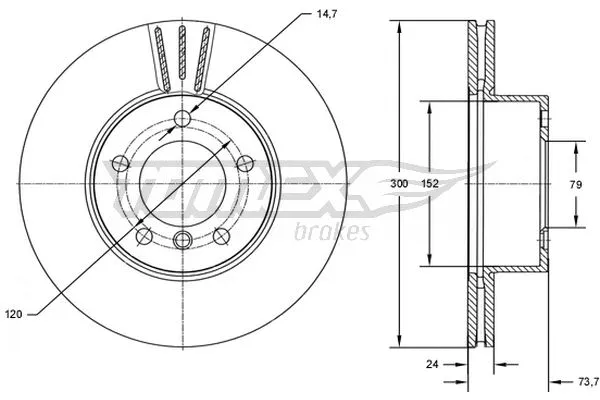 TX 72-54 TOMEX Brakes Тормозной диск (фото 1)