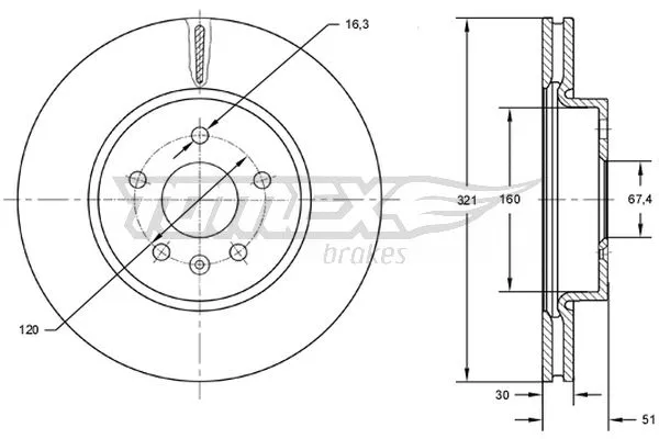 TX 72-55 TOMEX Brakes Тормозной диск (фото 1)