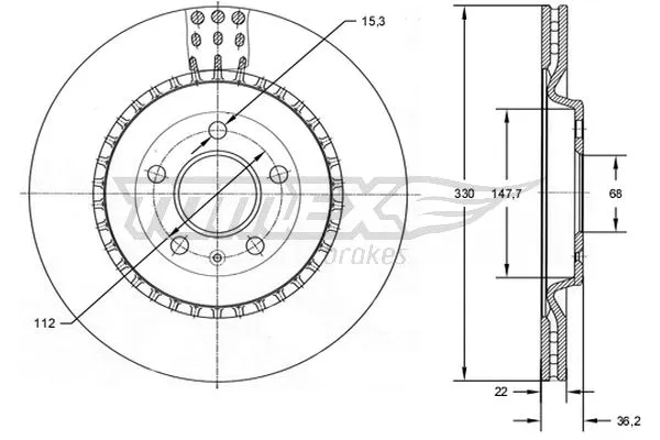 TX 72-79 TOMEX Brakes Тормозной диск (фото 1)