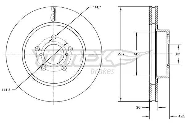 TX 73-12 TOMEX Brakes Тормозной диск (фото 1)