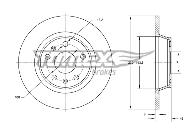 TX 73-48 TOMEX Brakes Тормозной диск (фото 1)