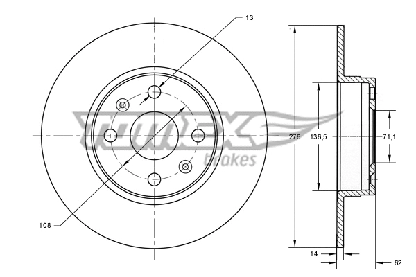 TX 73-67 TOMEX Brakes Тормозной диск (фото 1)