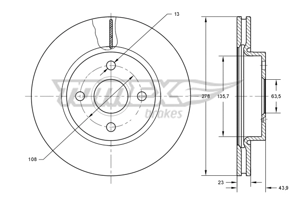 TX 73-92 TOMEX Brakes Тормозной диск (фото 1)