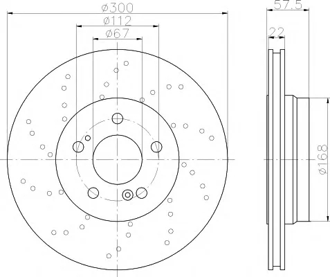 8DD 355 122-672 BEHR/HELLA/PAGID Тормозной диск (фото 1)